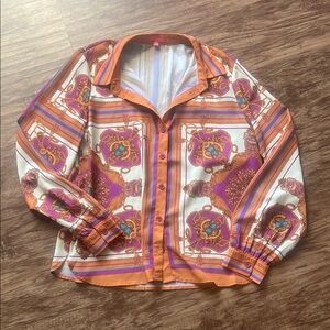 Vintage Style Purple and Orange Blouse